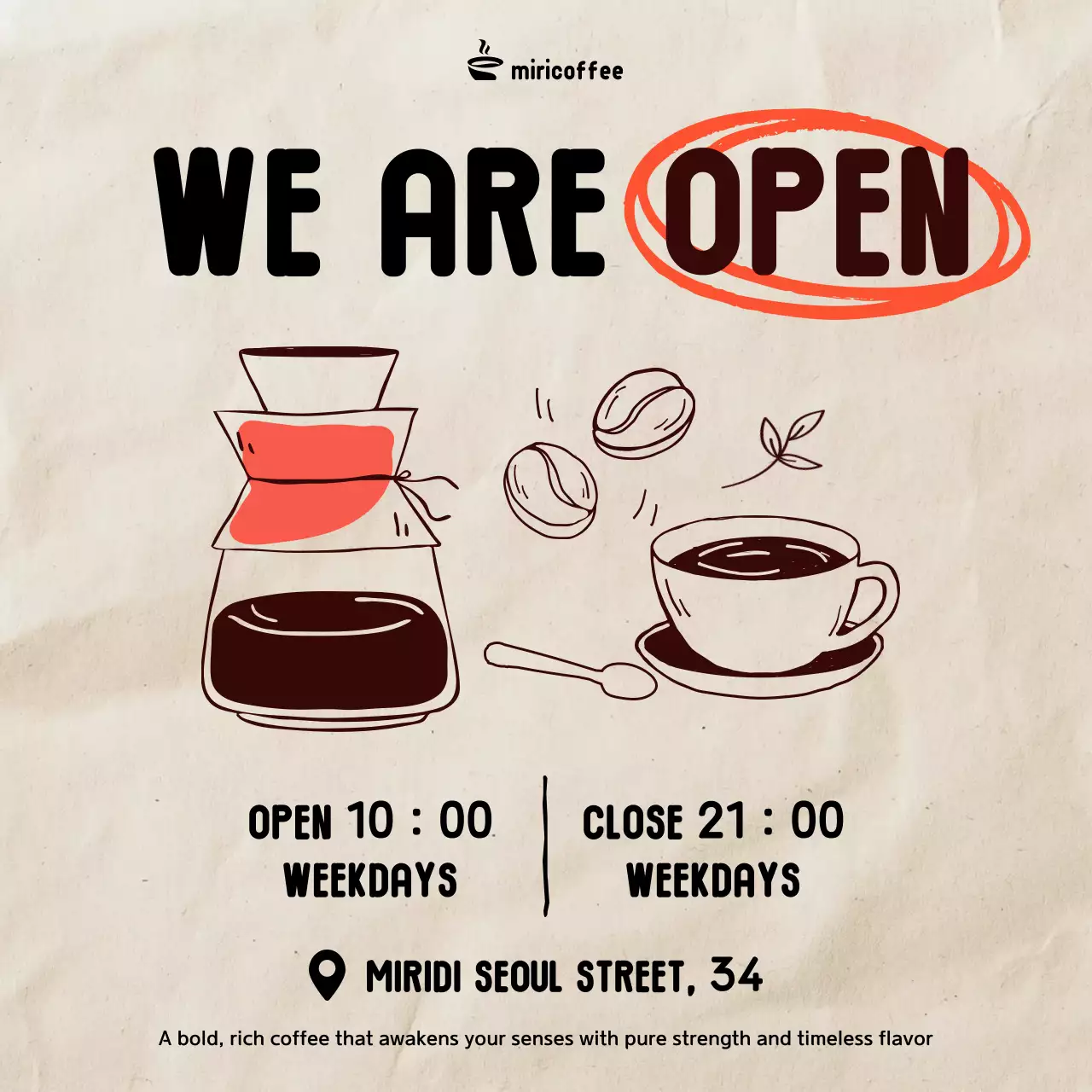 베이지 심플 카페 오픈