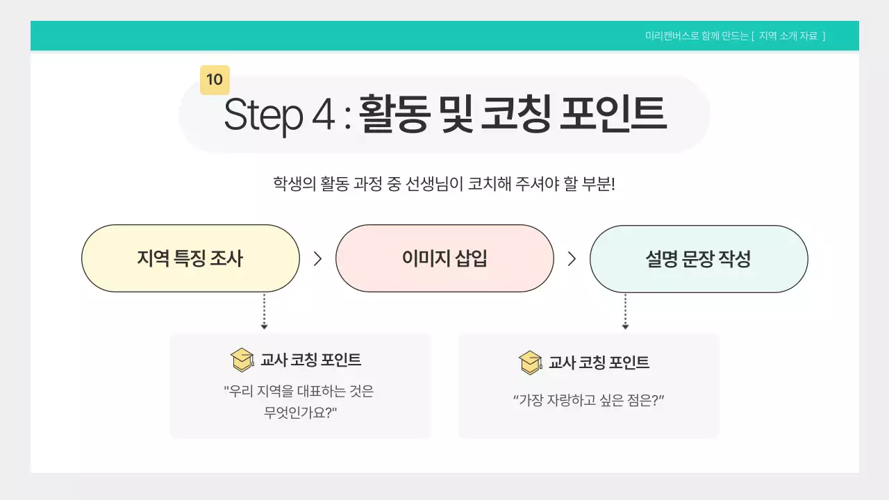 민트색의 깔끔한 수업 가이드북 안내