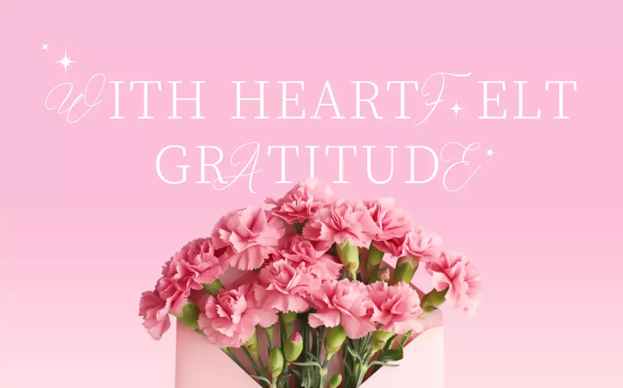 분홍색 아기자기한 감사 기념