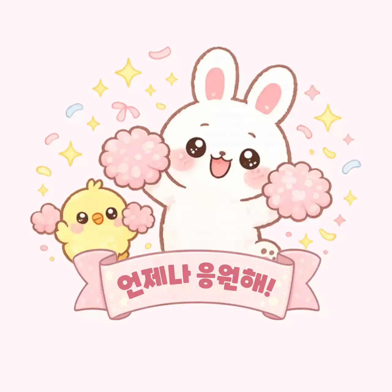 핑크 아기자기한 응원 스티커