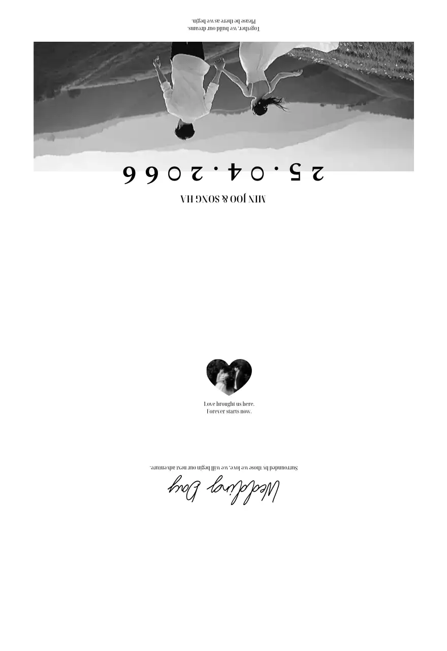 흑백 미니멀 웨딩 사진 기념