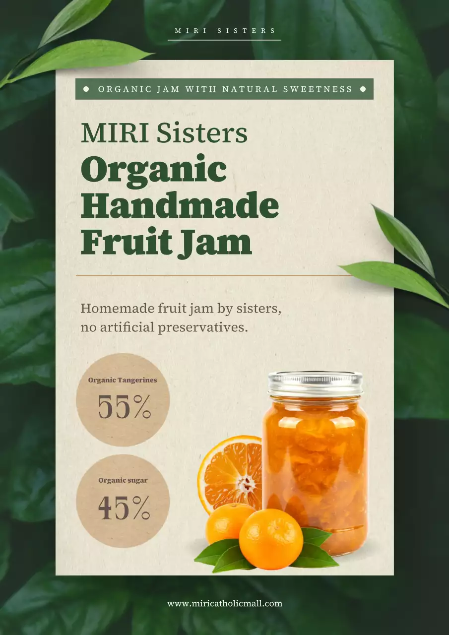 녹색 천연 유기농 잼 광고