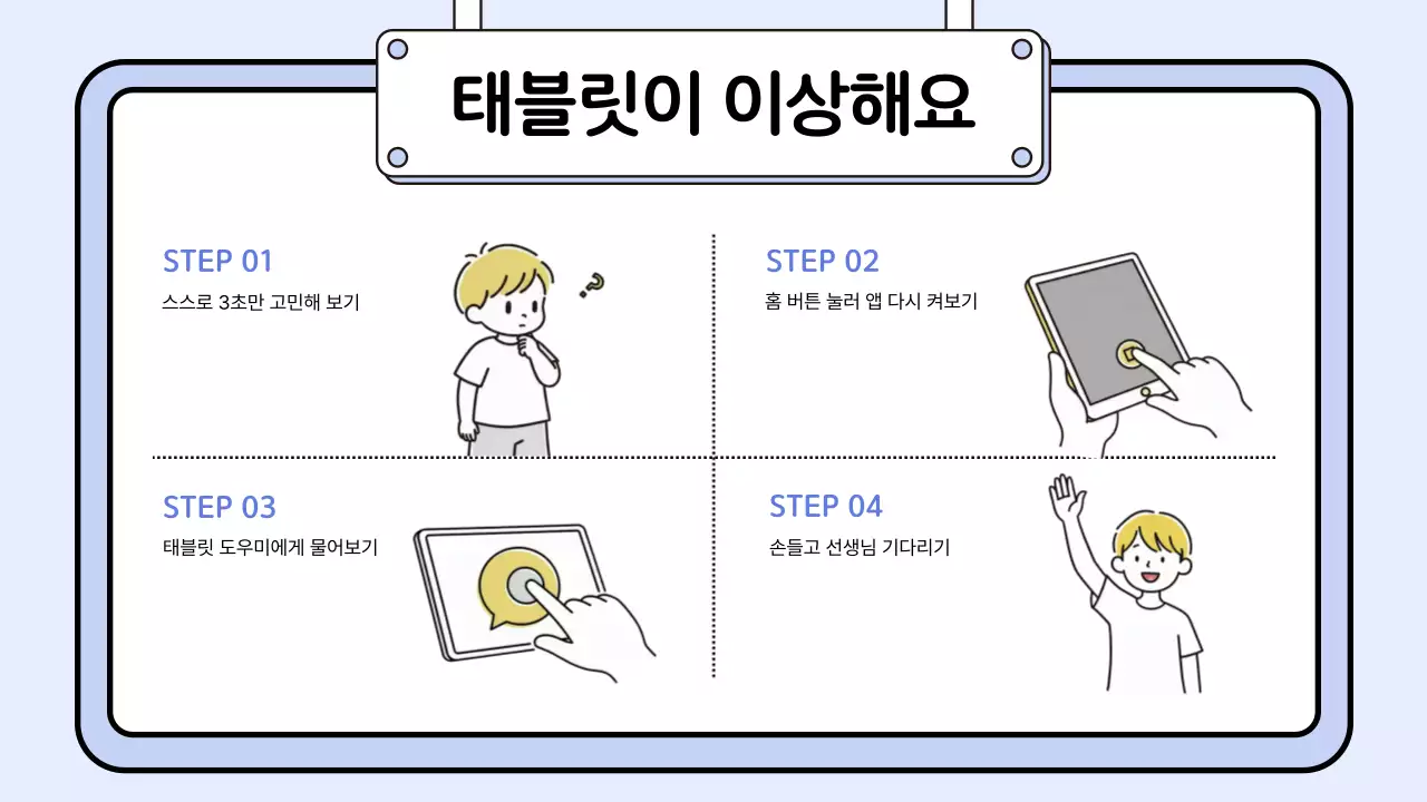 파랑 아기자기한 태블릿 예절 교육 안내