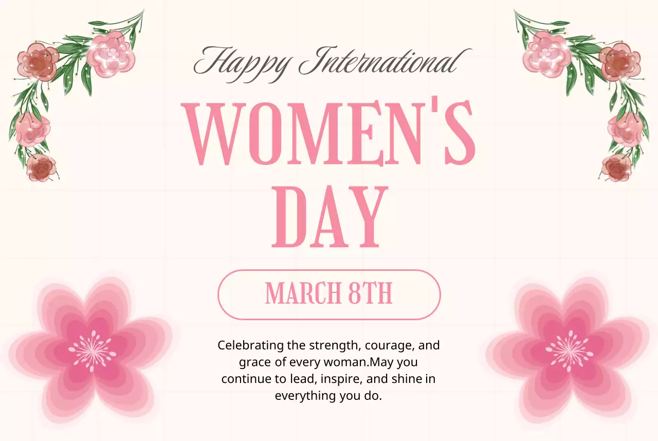 ucapan Hari Perempuan yang elegan dan berwarna merah muda