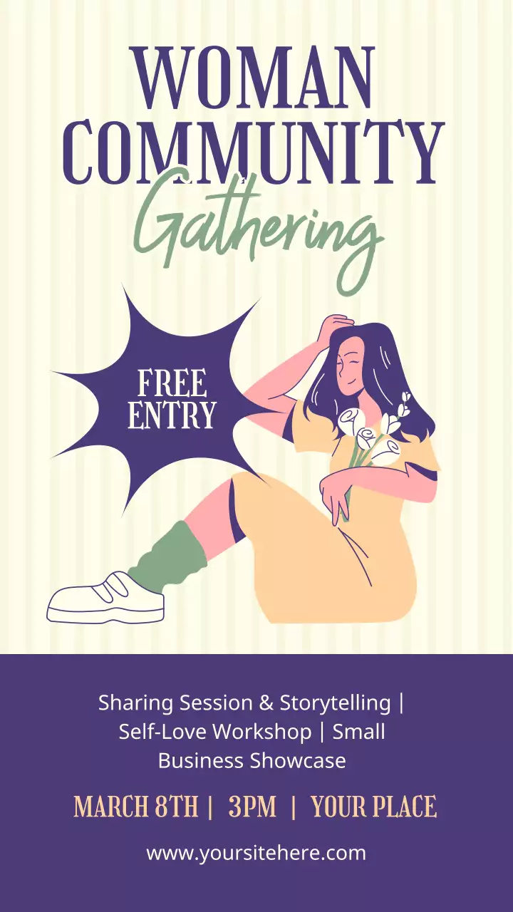 sự kiện cộng đồng phụ nữ theo phong cách tối giản màu tím