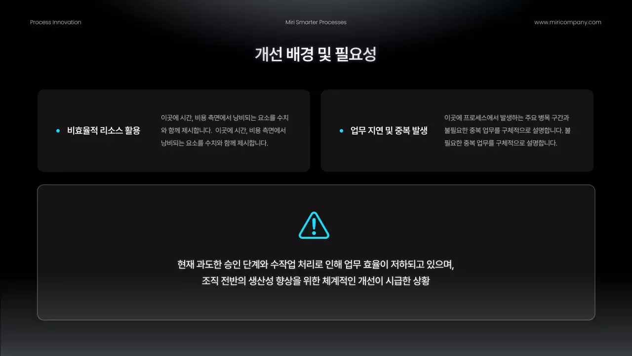 검정 모던 업무프로세스 개선안 홍보