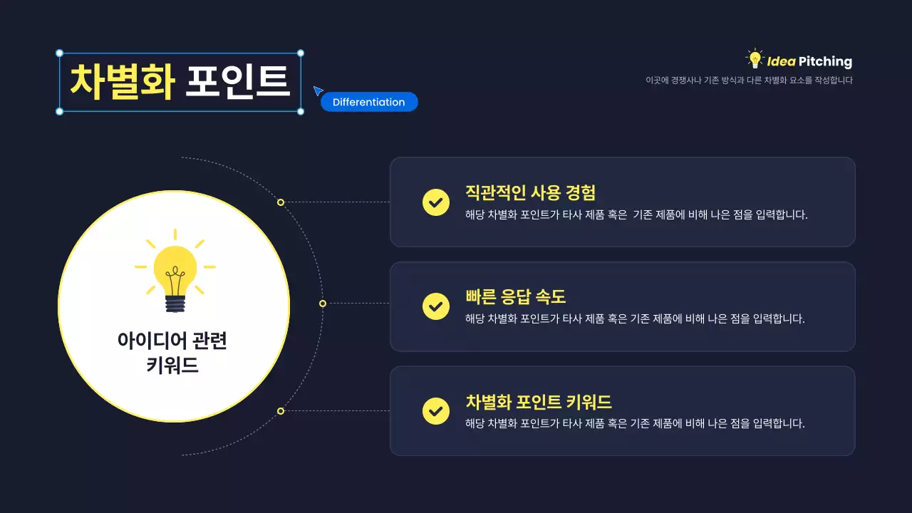 노랑 모던 아이디어 피칭 기획