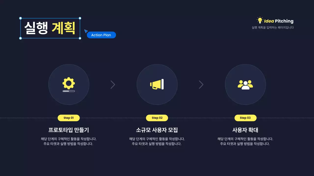 노랑 모던 아이디어 피칭 기획