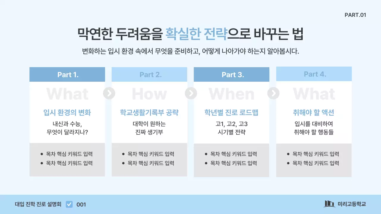 파랑 깔끔 대입 진학 안내