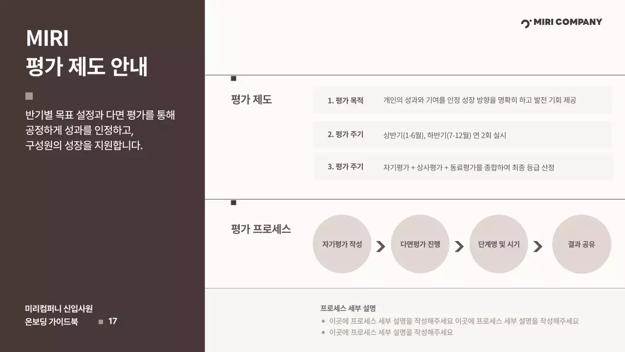 갈색 깔끔 신입사원 온보딩 가이드