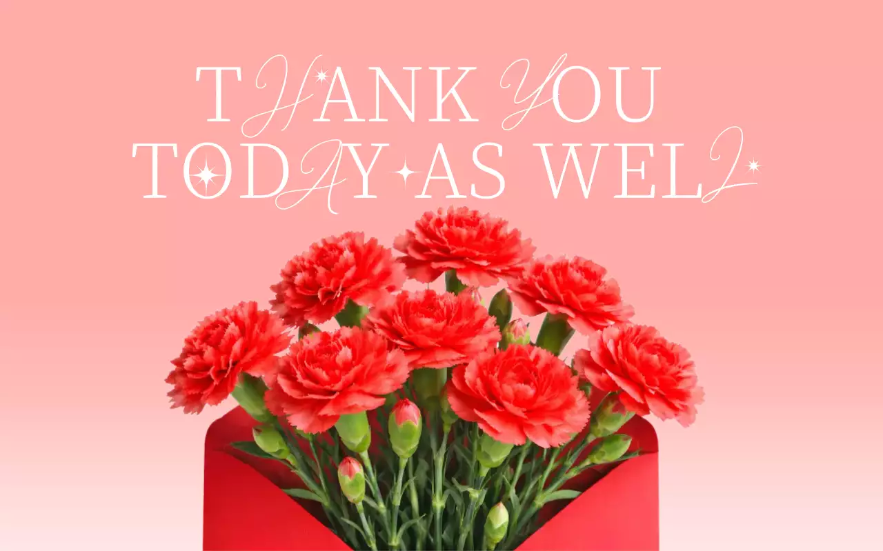 분홍색 깔끔 감사 인사 카드