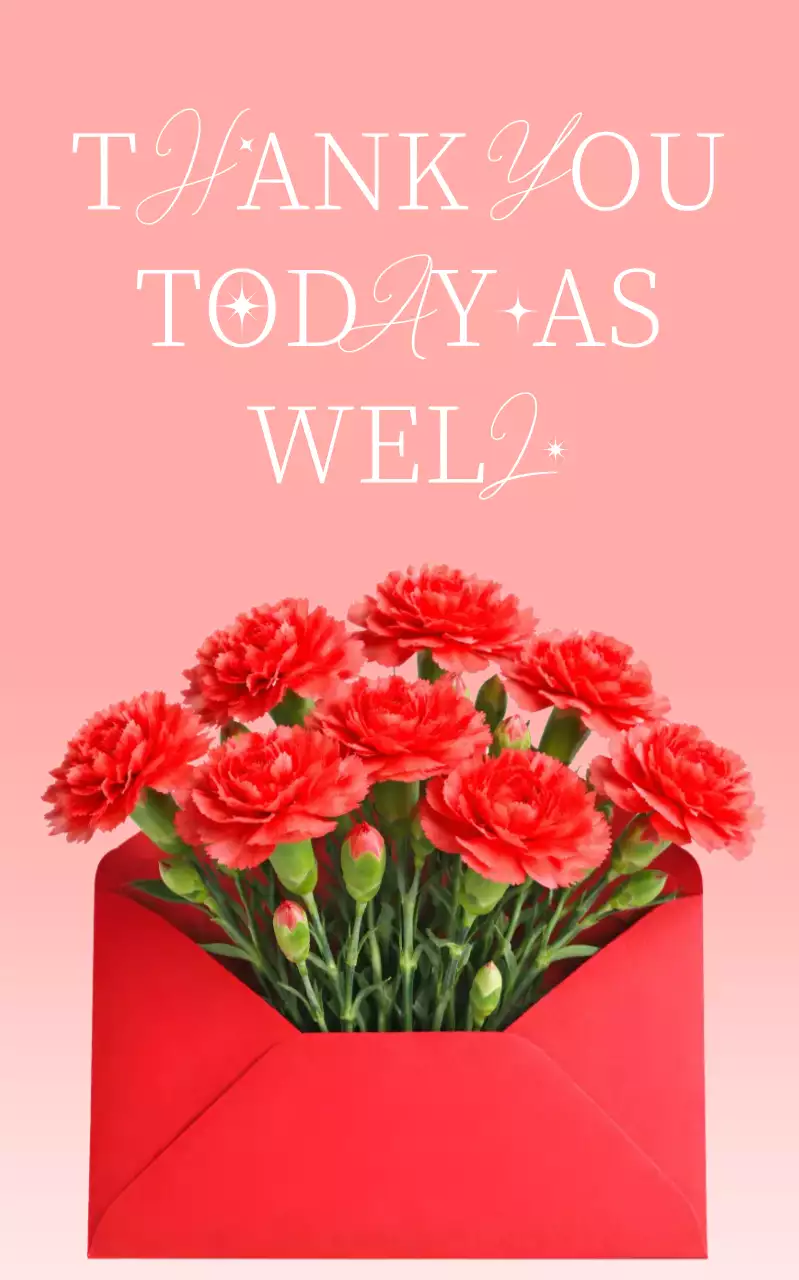 분홍색 깔끔 감사 인사 카드