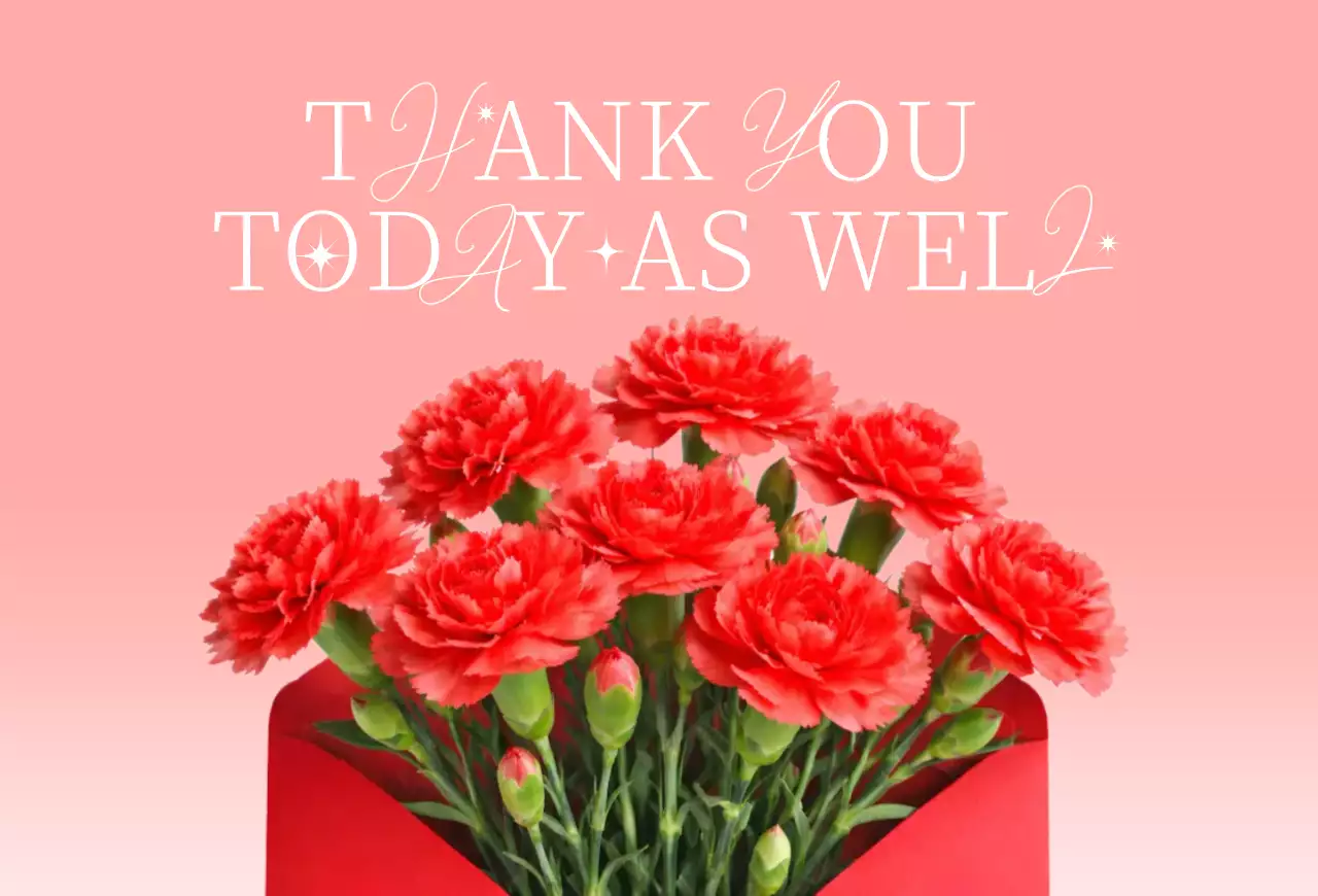 분홍색 깔끔 감사 인사 카드