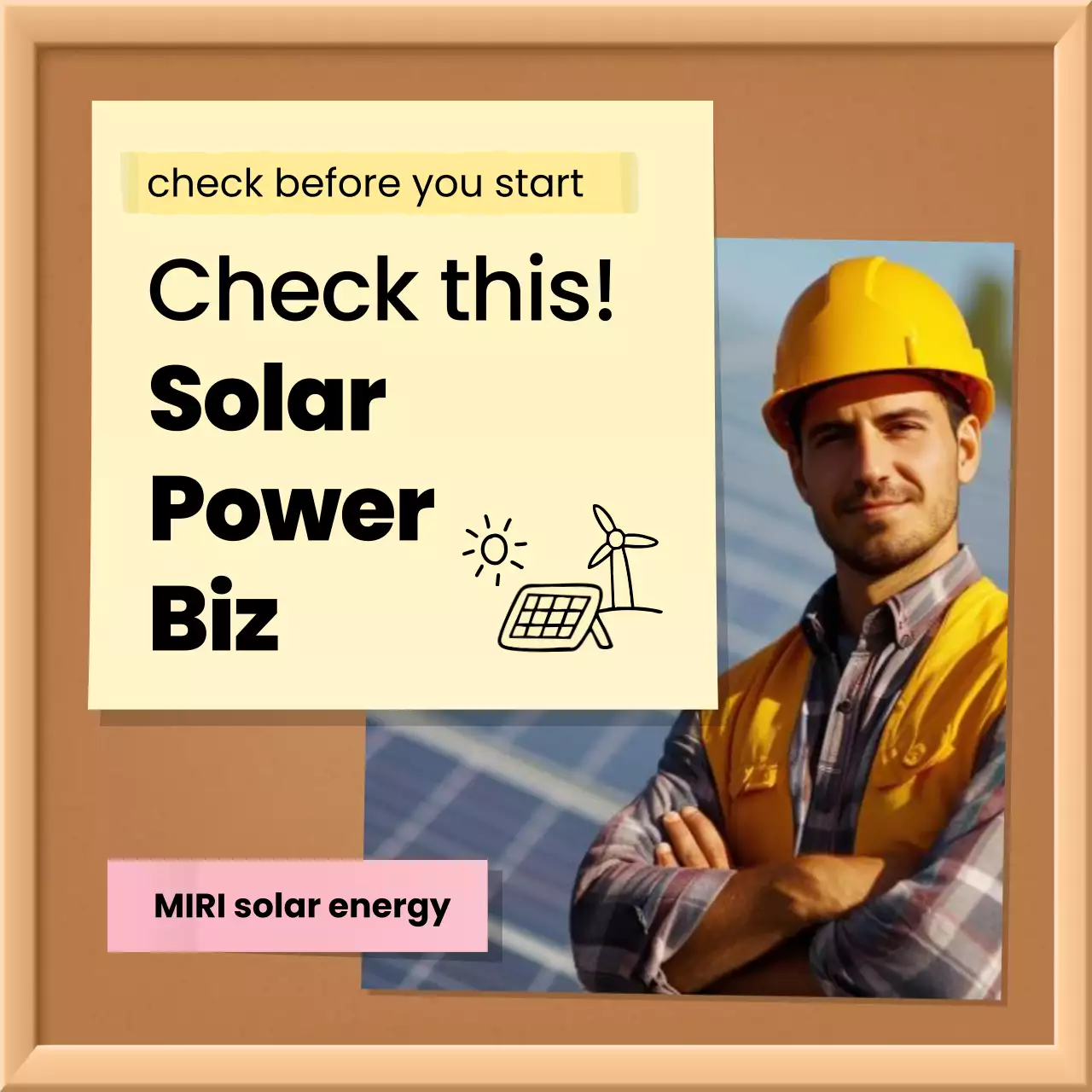 노란색 현대식 태양광 발전 사업 안내서