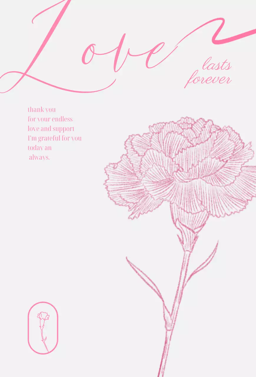 Love 가정의달 라인 카네이션 양면 엽서