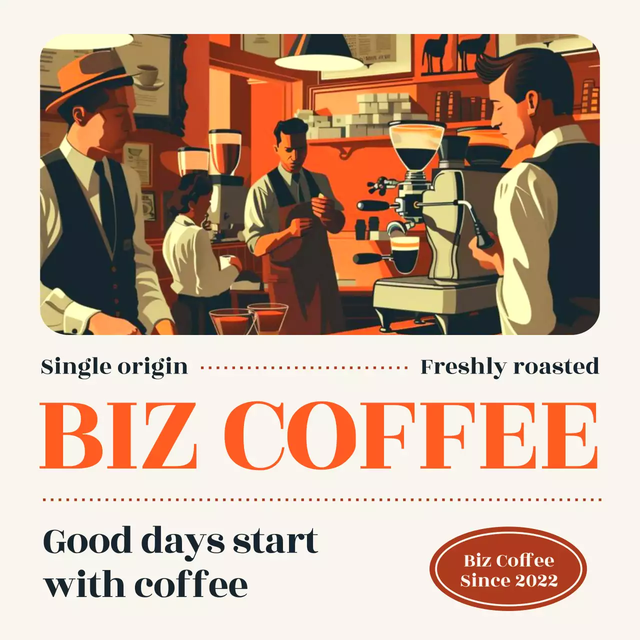 주황 레트로 커피 홍보