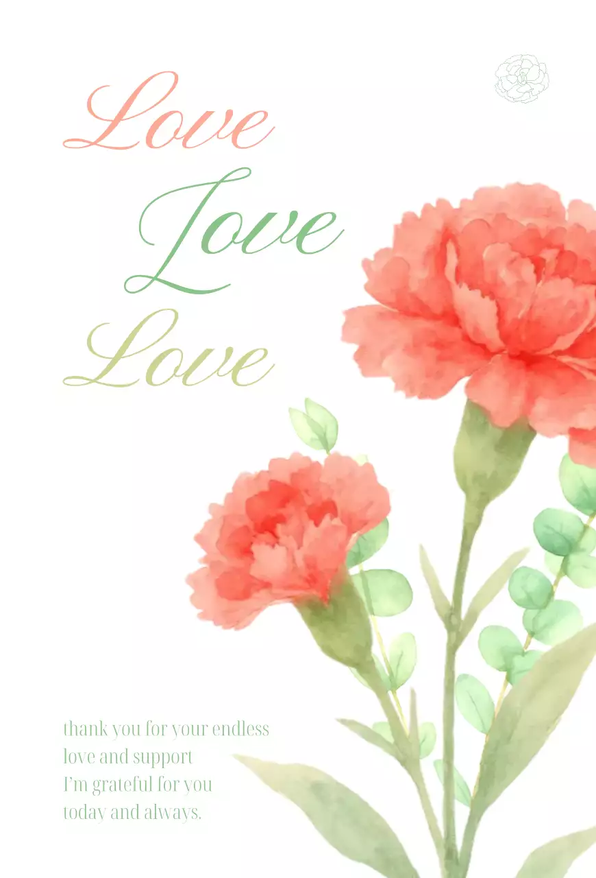 가정의 달 붉은 카네이션 감사 엽서 양면