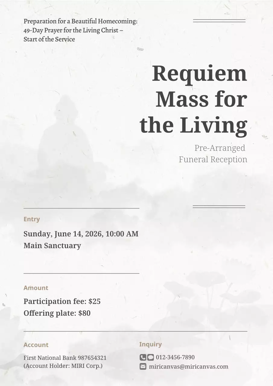 흰색 미니멀리스트 장례식 안내문