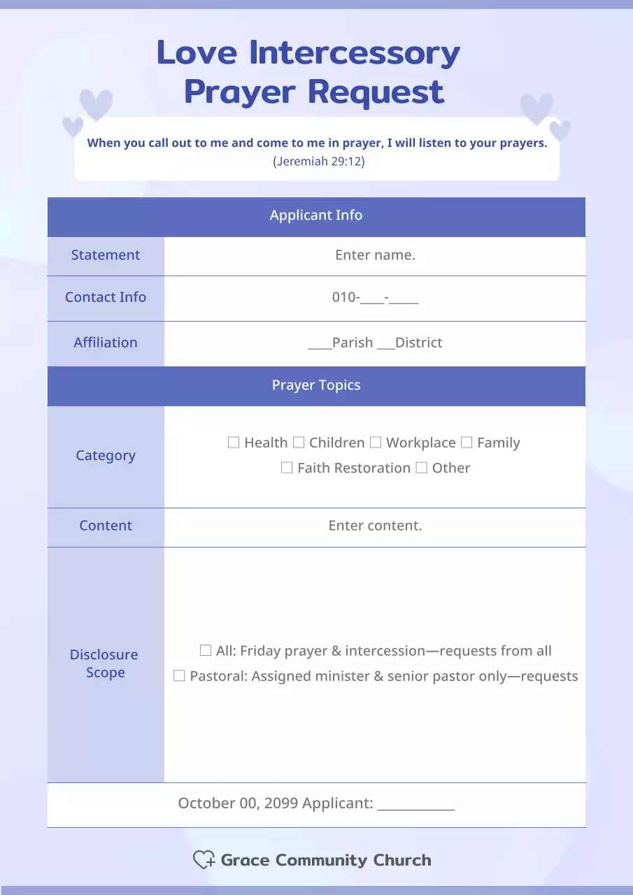 blue simple prayer guide