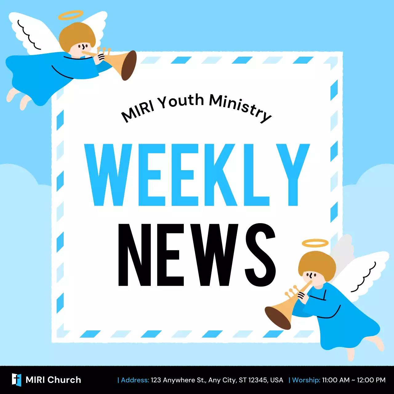 blue simple church newsletter