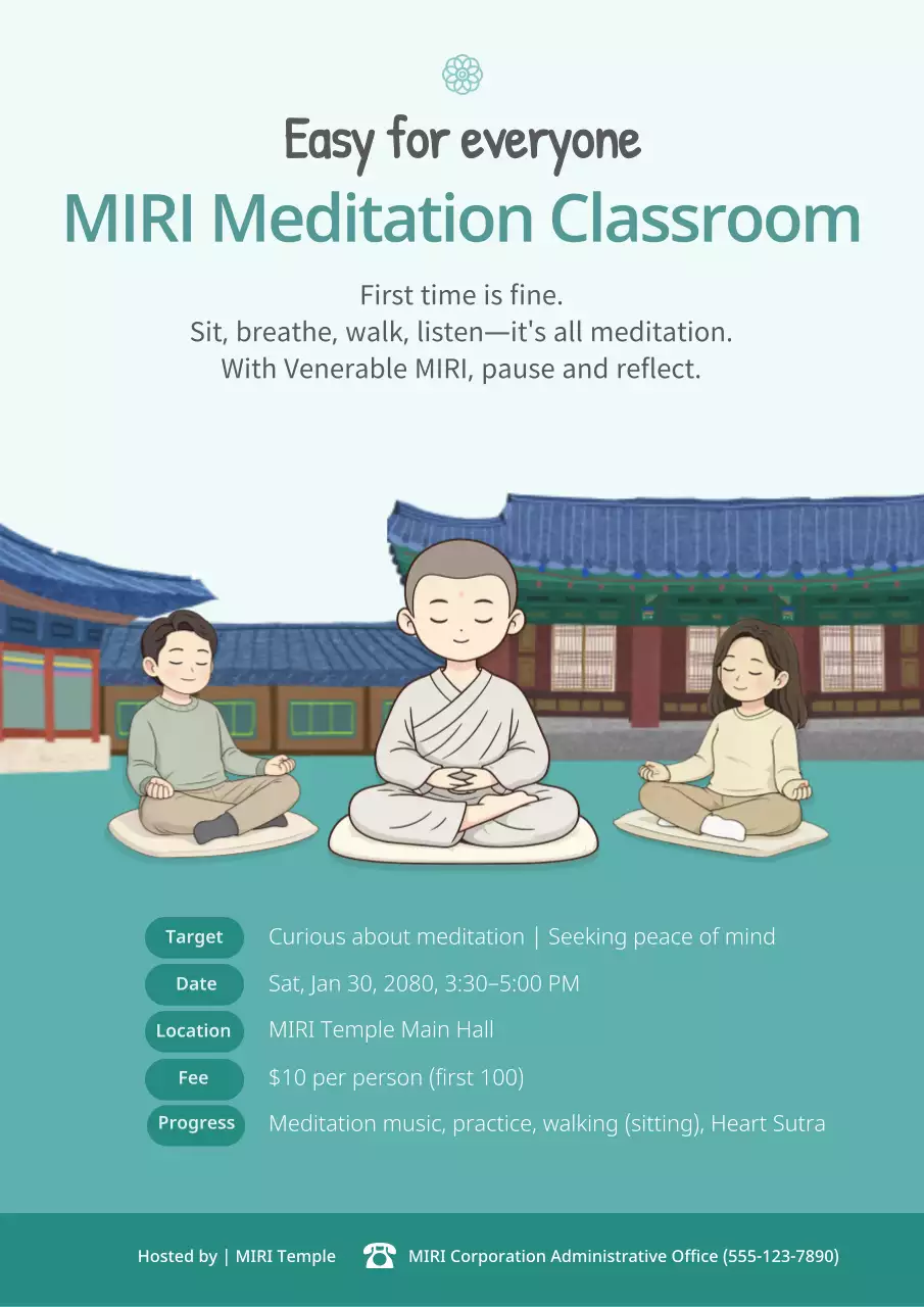 녹색 미니멀리즘 명상 수업 가이드