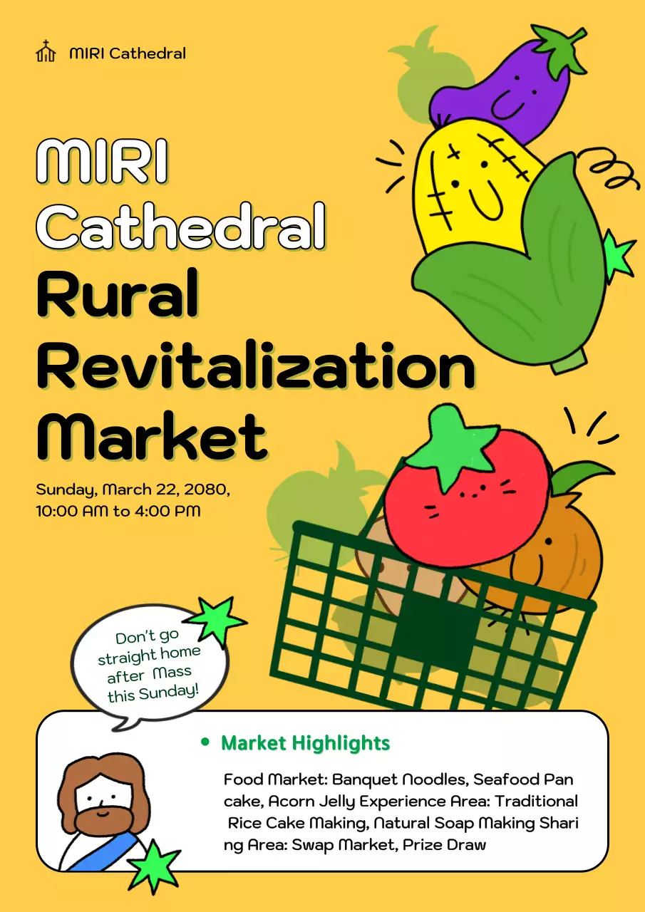 anúncio simples de mercado rural amarelo