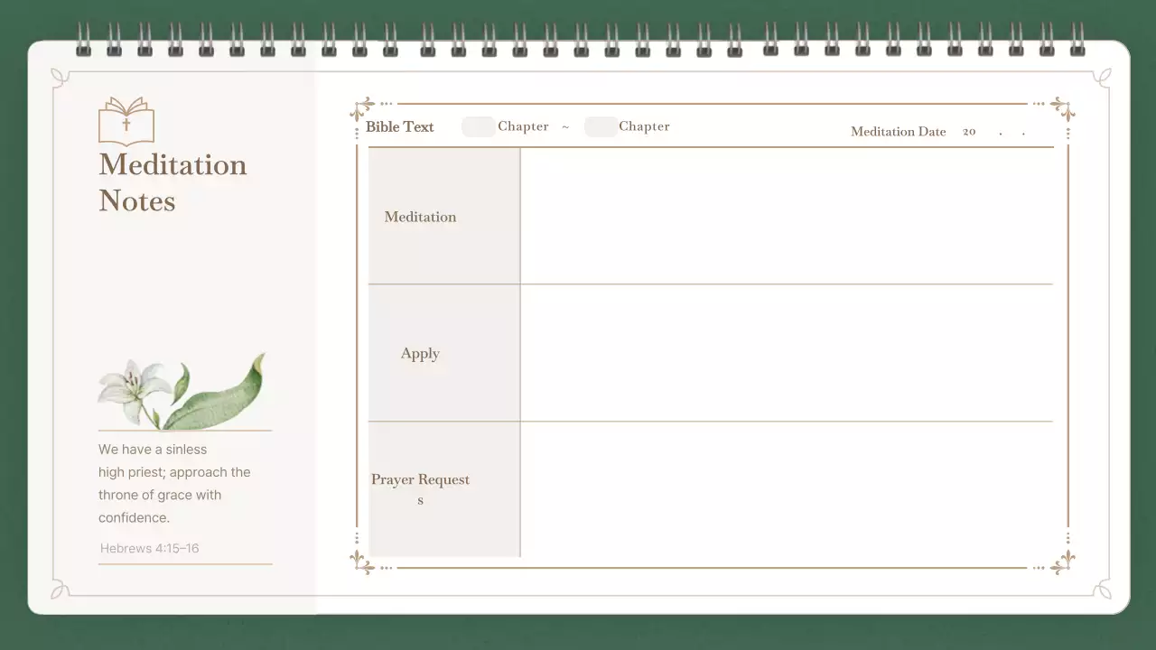 녹색 미니멀리스트 영적 일기