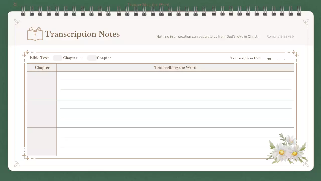녹색 미니멀리스트 영적 일기