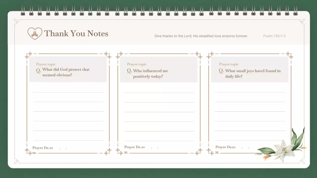 녹색 미니멀리스트 영적 일기