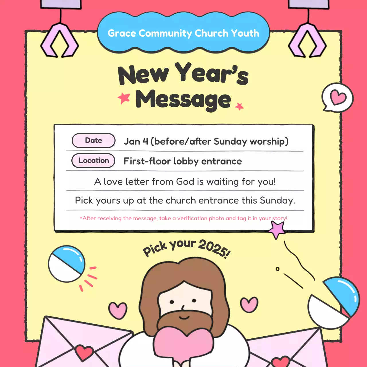 acara gereja sederhana berwarna merah muda