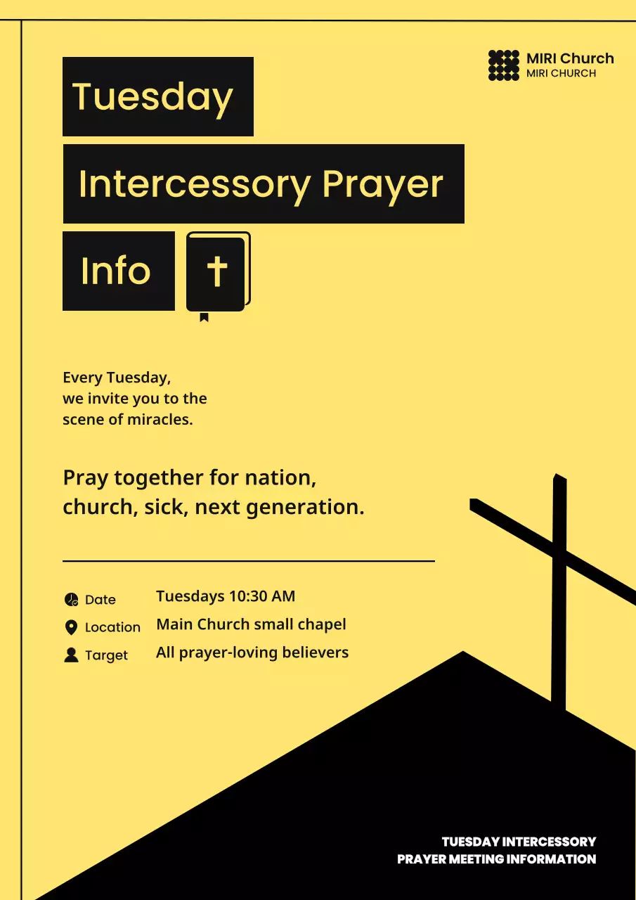 노란색 미니멀리스트 기도 안내서