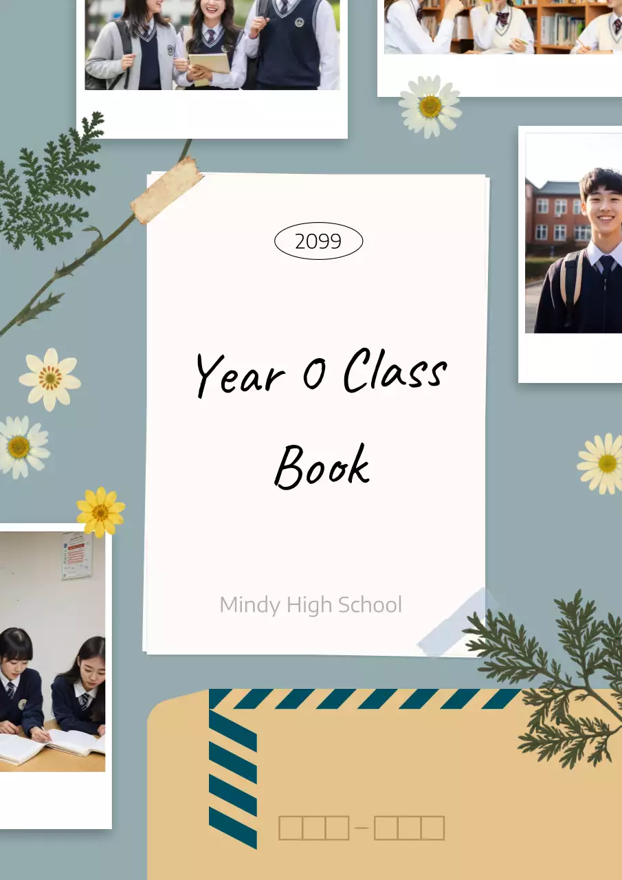 blue minimalist school yearbook guide