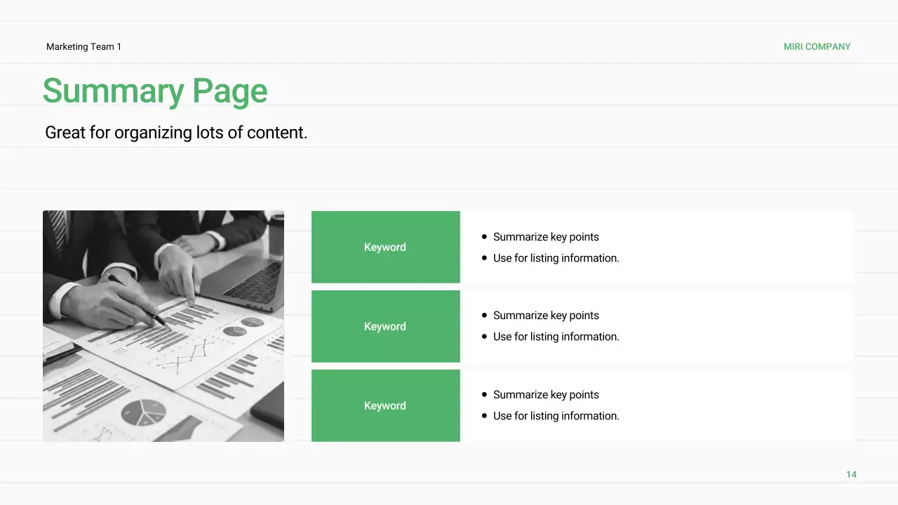 녹색 최소 비즈니스 보고서