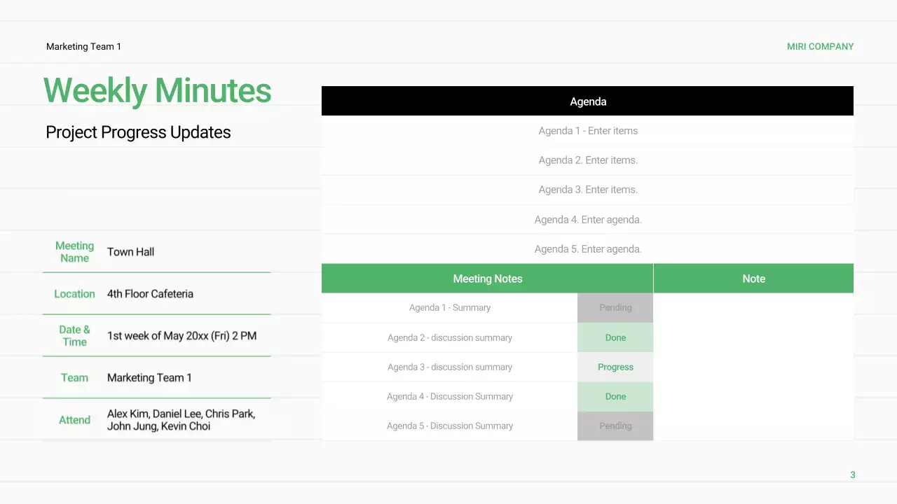 녹색 최소 비즈니스 보고서