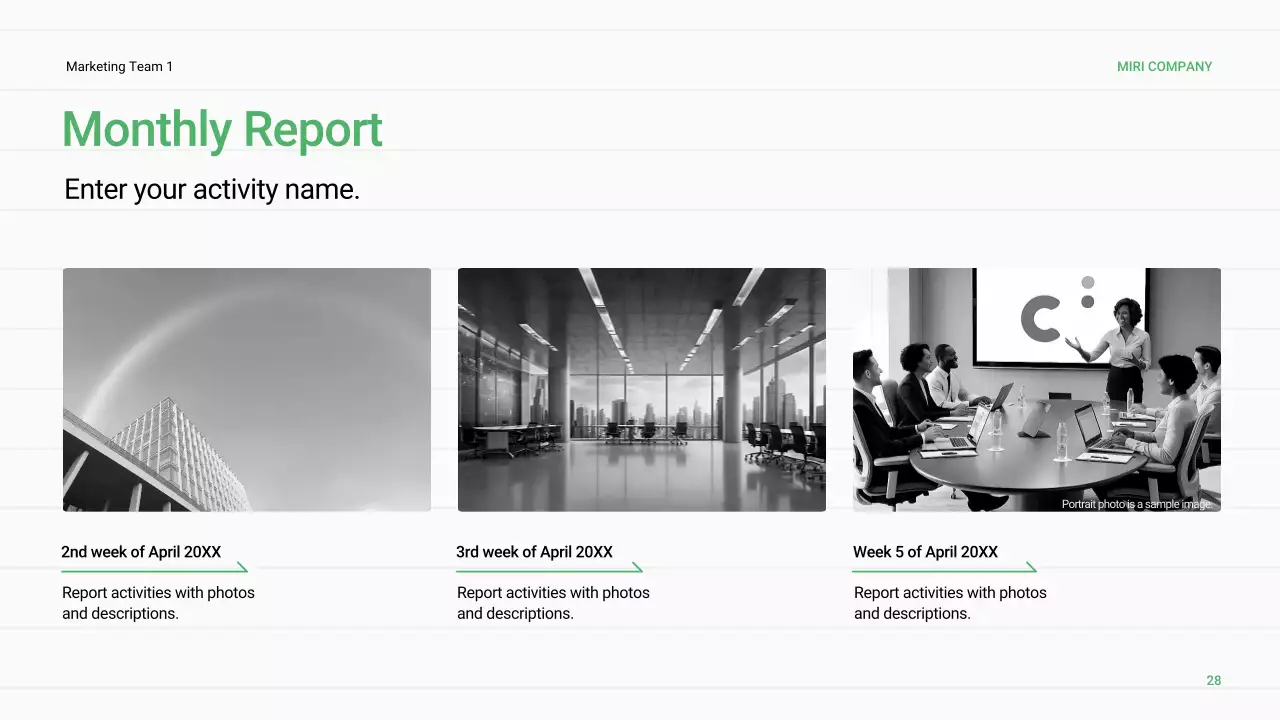 녹색 최소 비즈니스 보고서