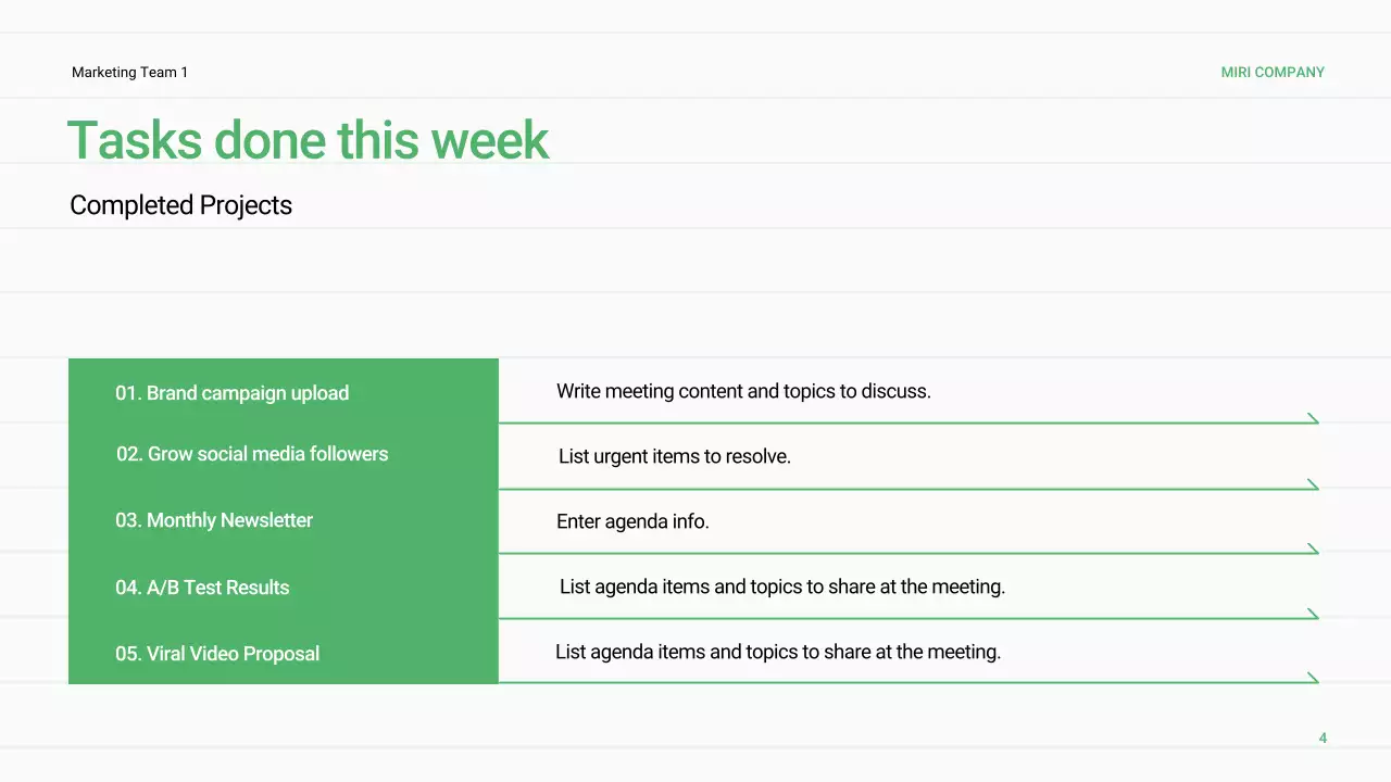 녹색 최소 비즈니스 보고서