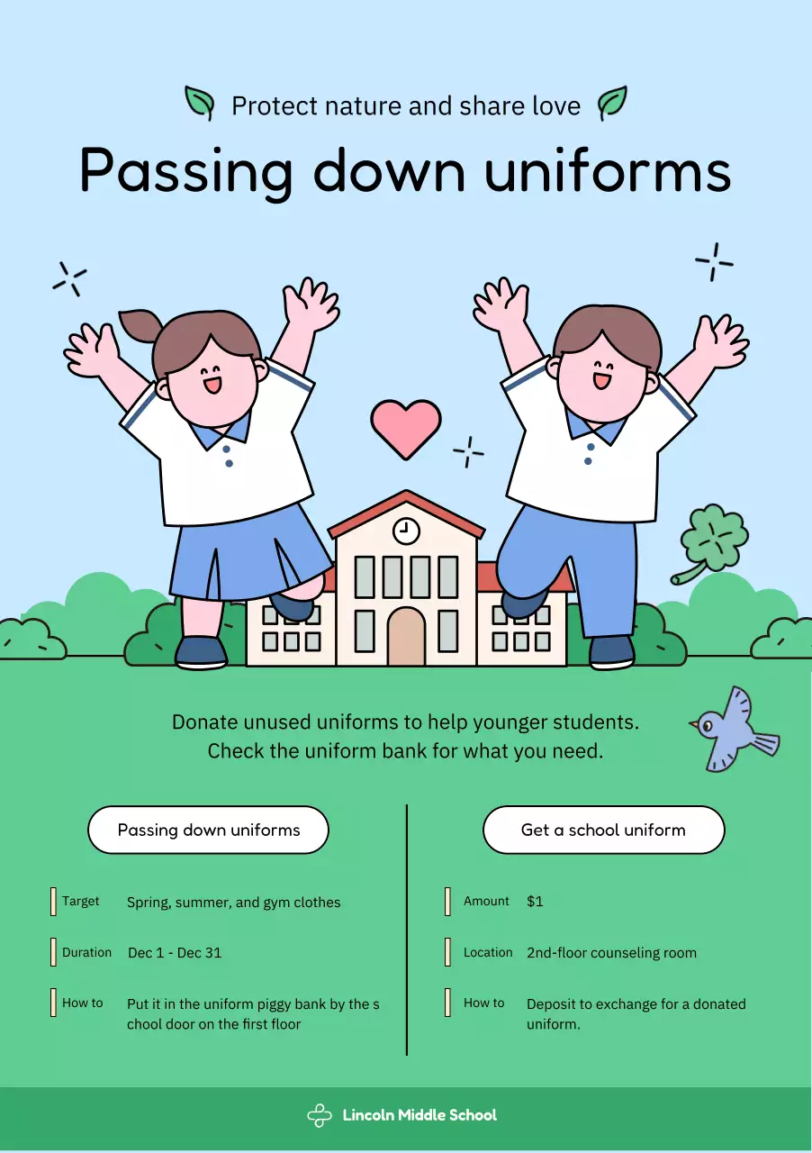 blue simple school donation guide