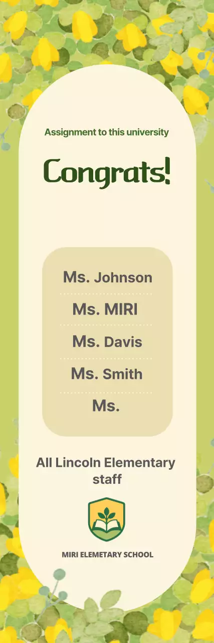 Yellow Simple Teacher Congratulations Guide