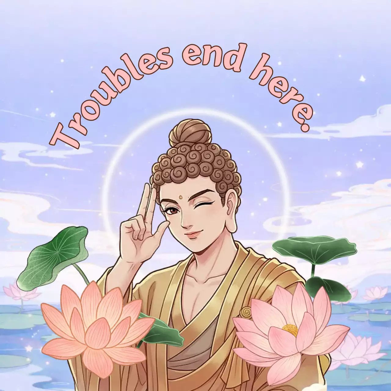 Pink cute Buddhist quote promotion