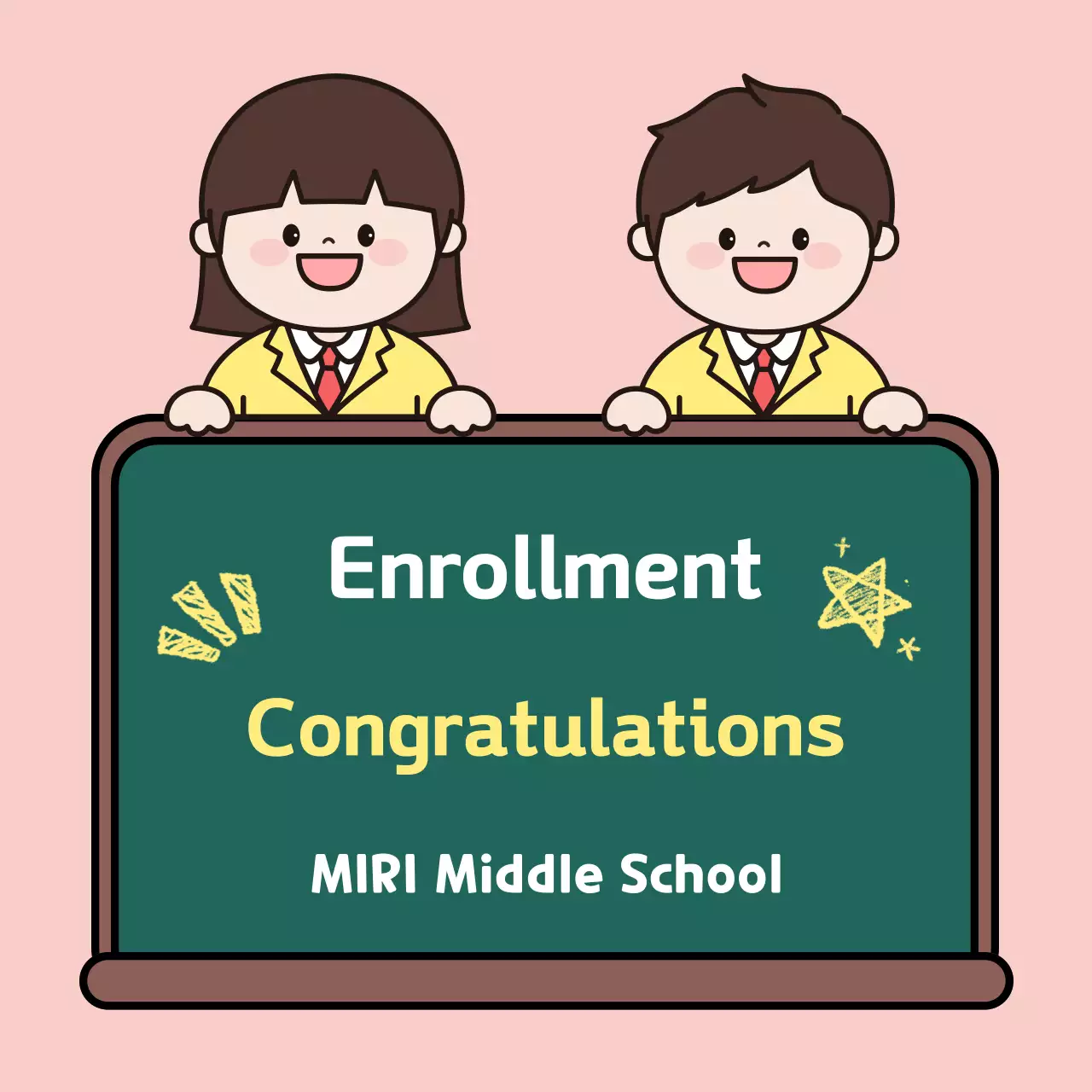 Yellow cute admission congratulatory message