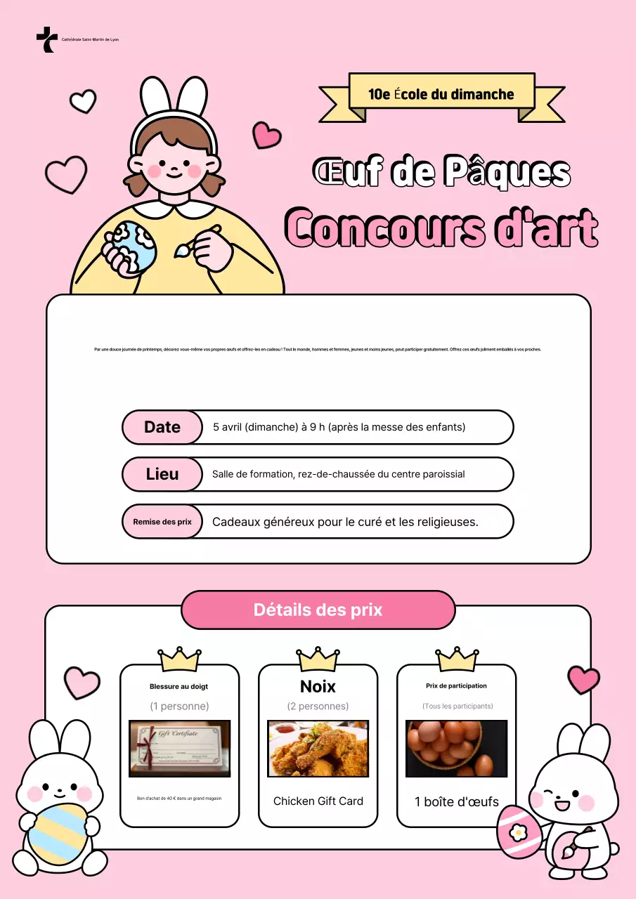Guide du concours artistique d'œufs de Pâques Pink Baby
