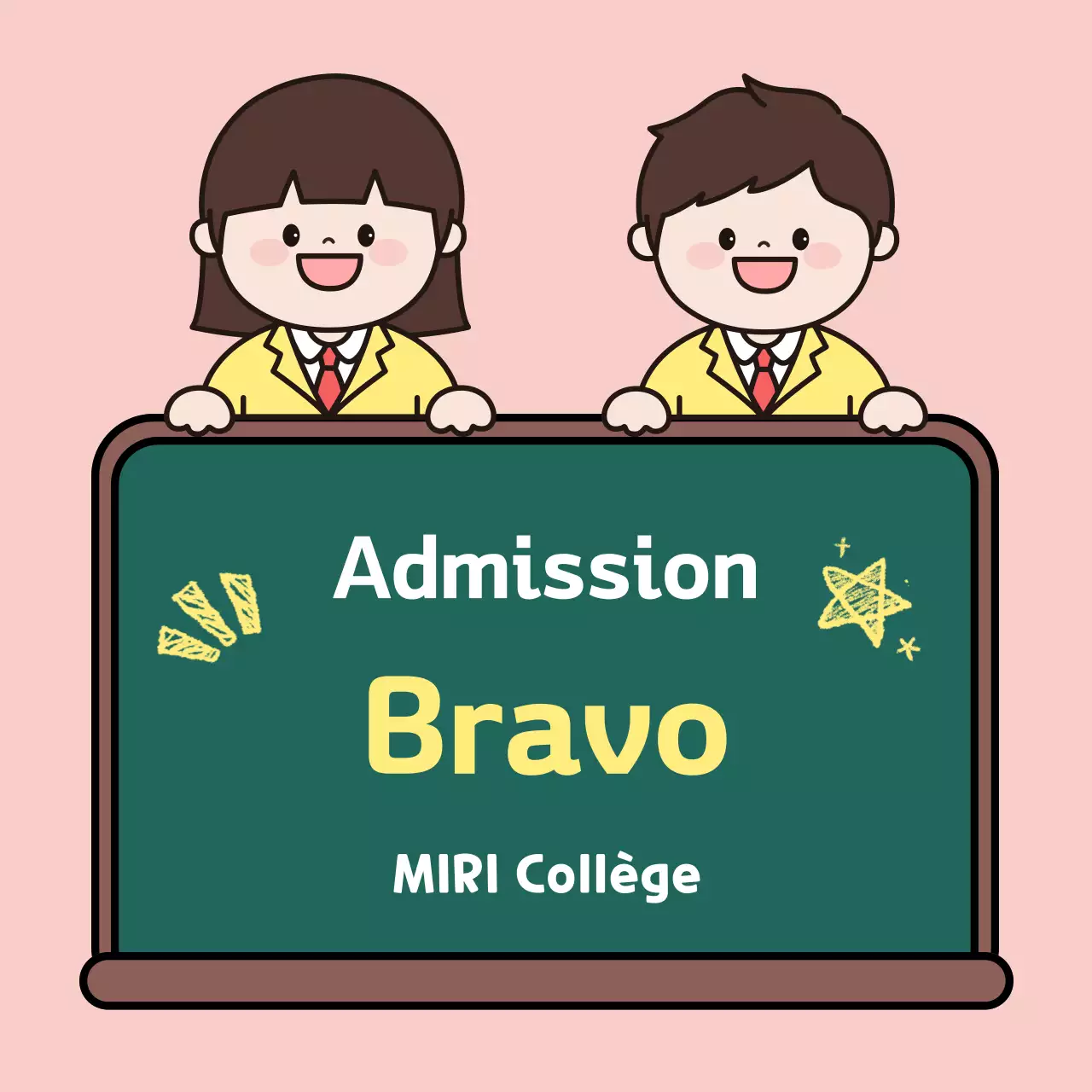 Message de félicitations d'admission mignon jaune