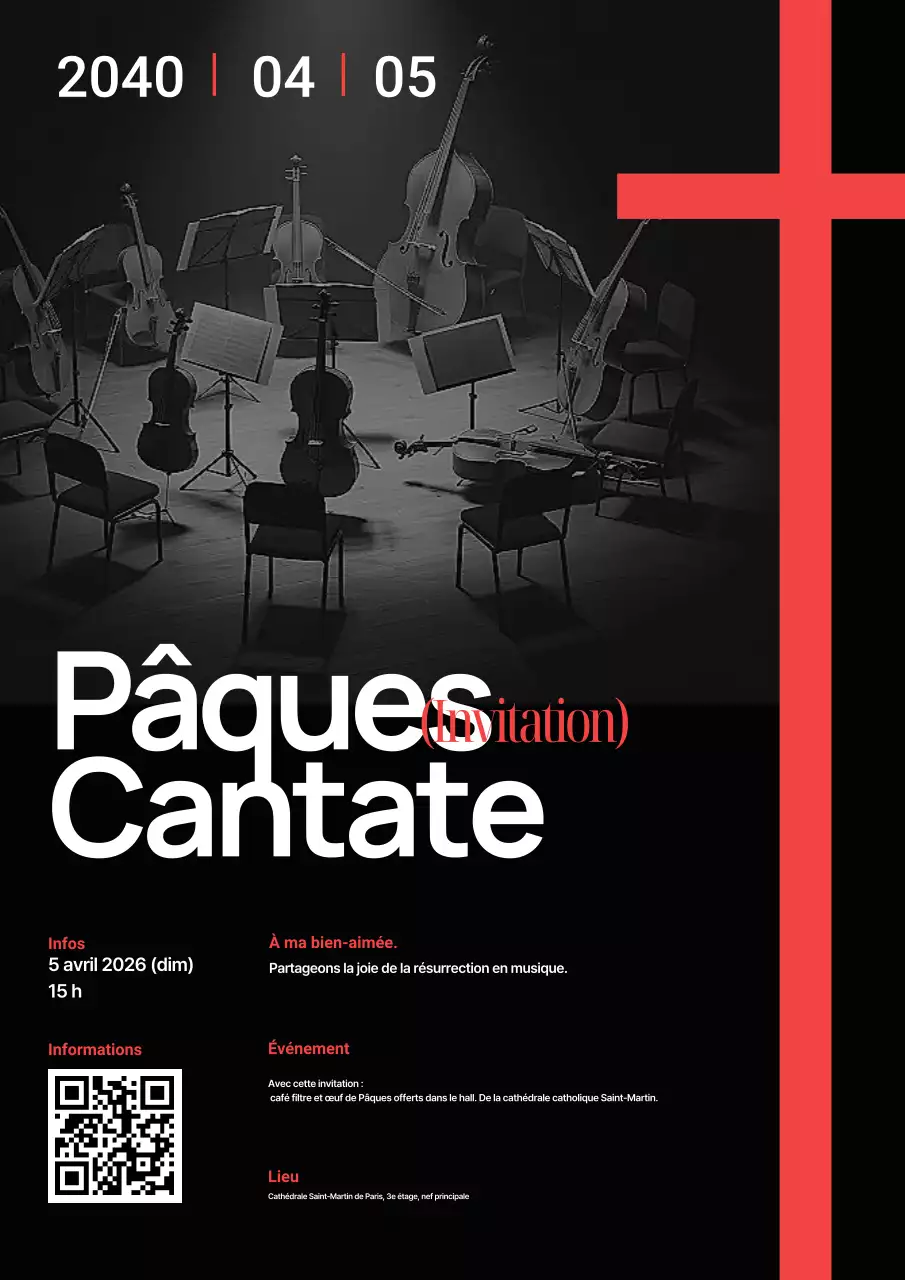 Invitation de Pâques simple et noire