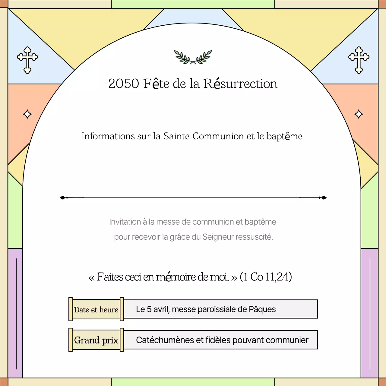 Un guide simple de l'Eucharistie et du Baptême en jaune