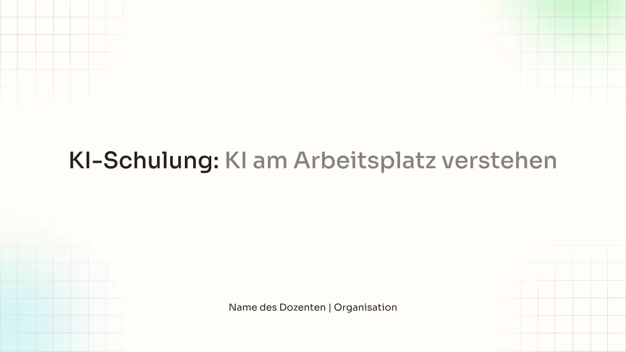 Präsentation eines einfachen KI-Schulungsleitfadens