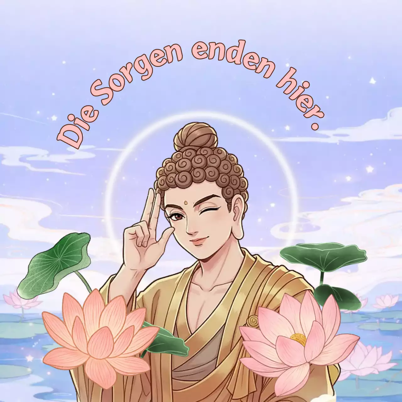 Werbung für ein niedliches buddhistisches Zitat in Pink