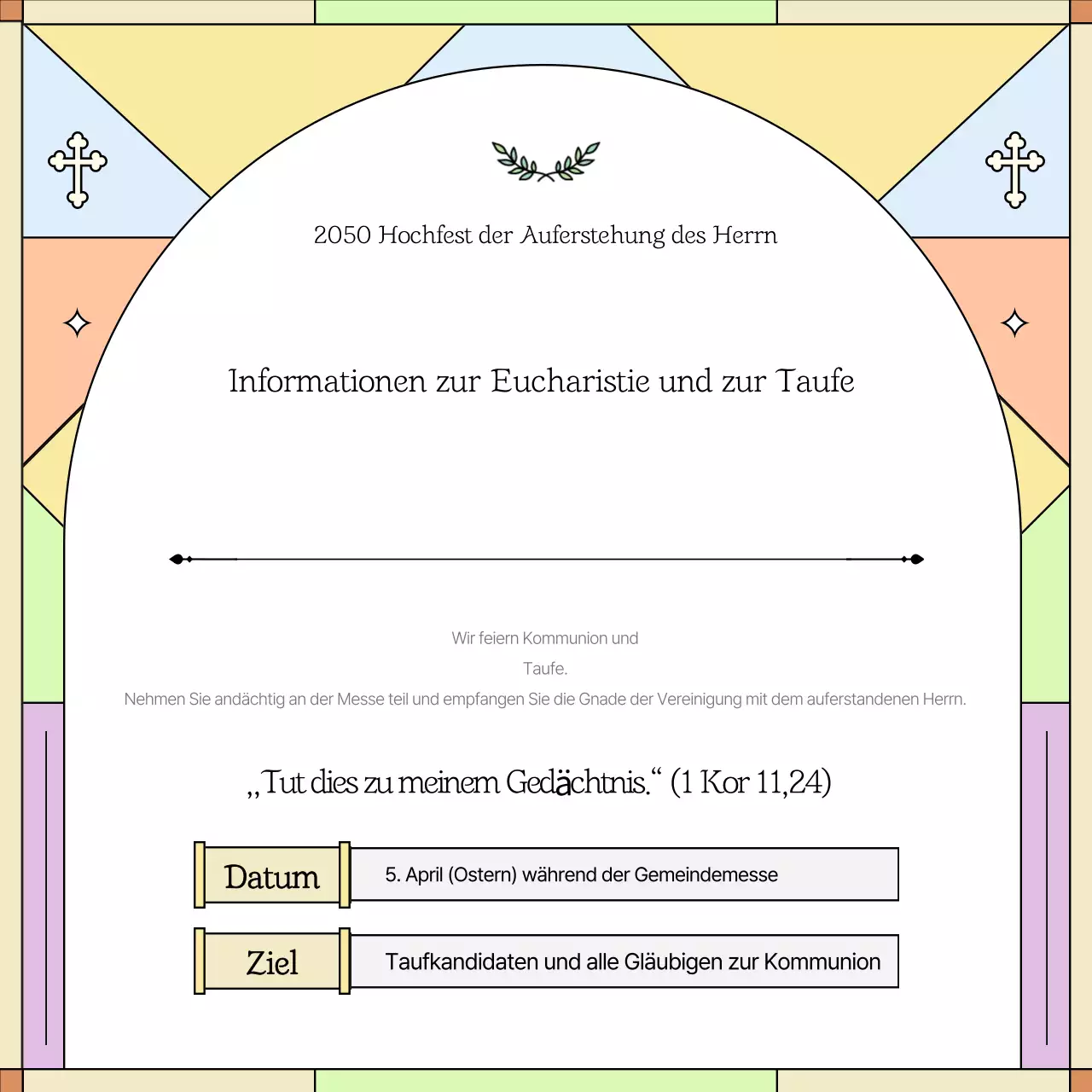 Eine einfache Anleitung zu Eucharistie und Taufe in Gelb