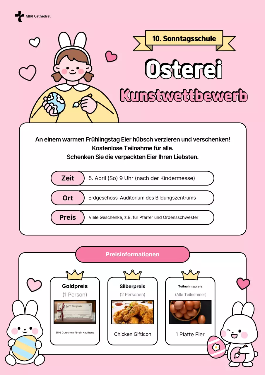 Leitfaden zum Kunstwettbewerb für rosa Ostereier