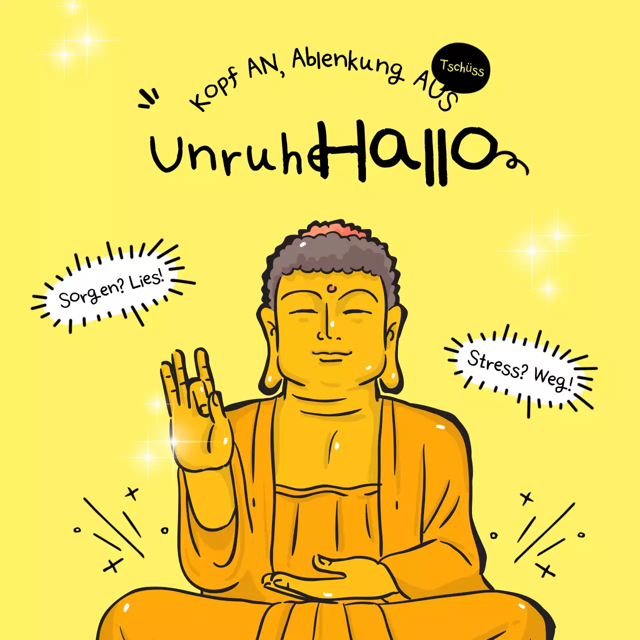 Gelber einfacher buddhistischer Meditationsleitfaden