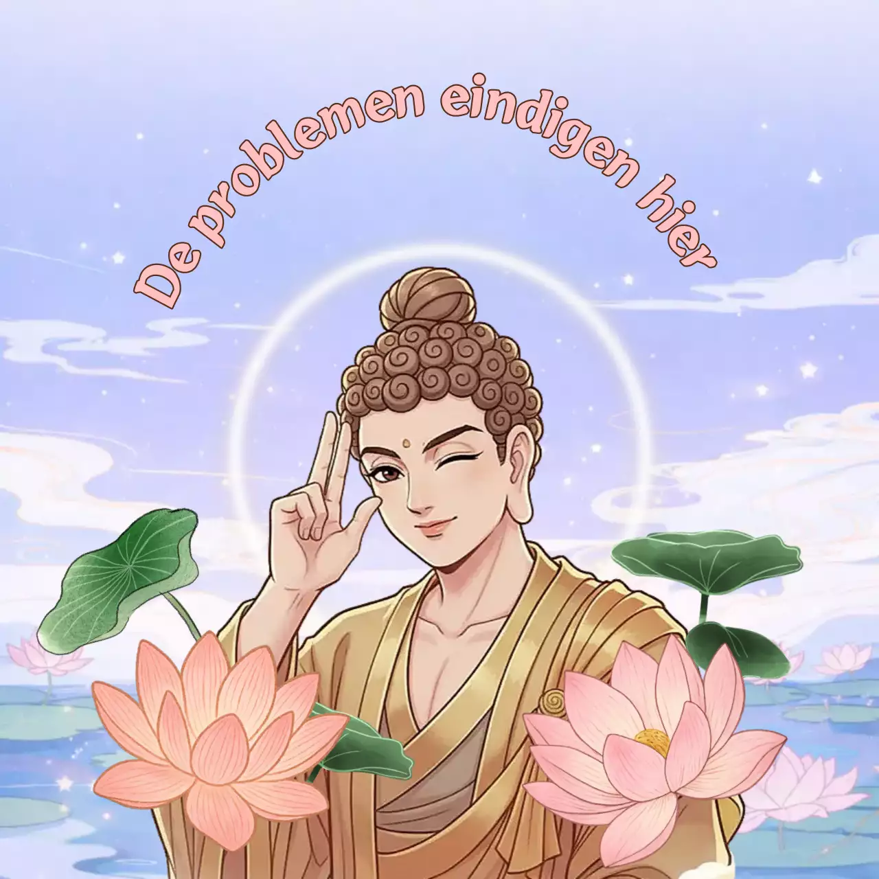 Roze schattige boeddhistische quote promotie